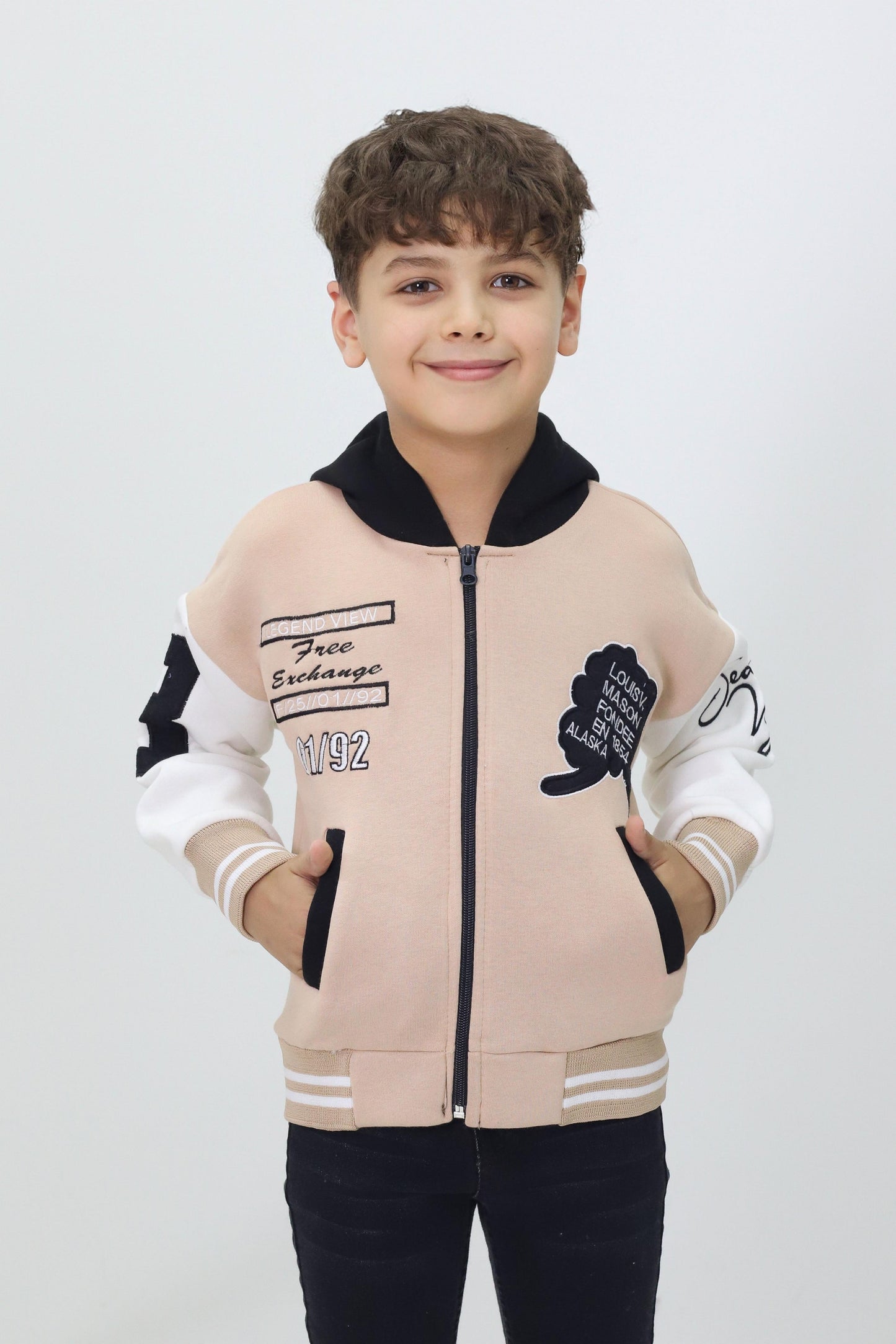 Unisex Çocuk Kapüşonlu Kolej Ceket