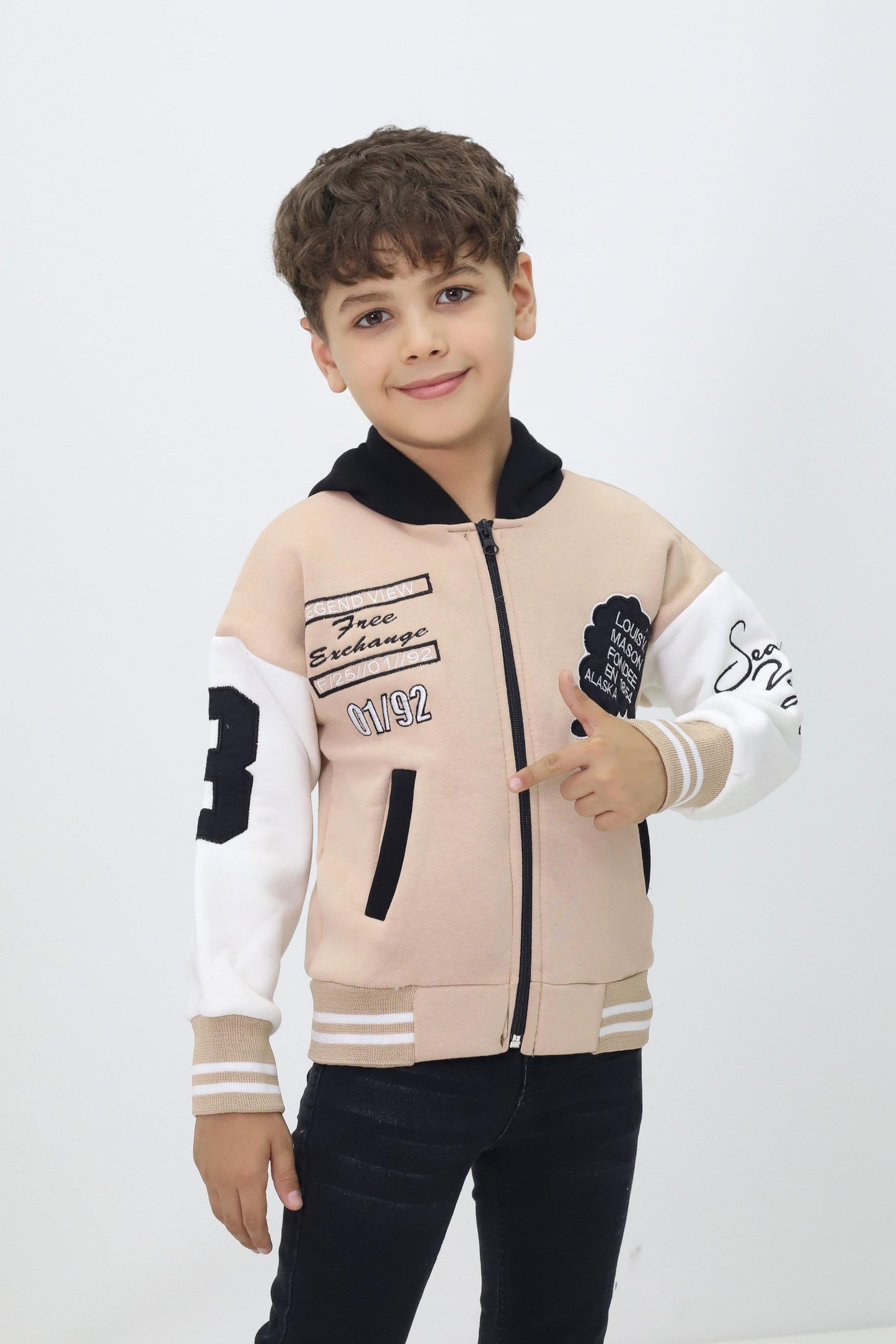 Unisex Çocuk Kapüşonlu Kolej Ceket