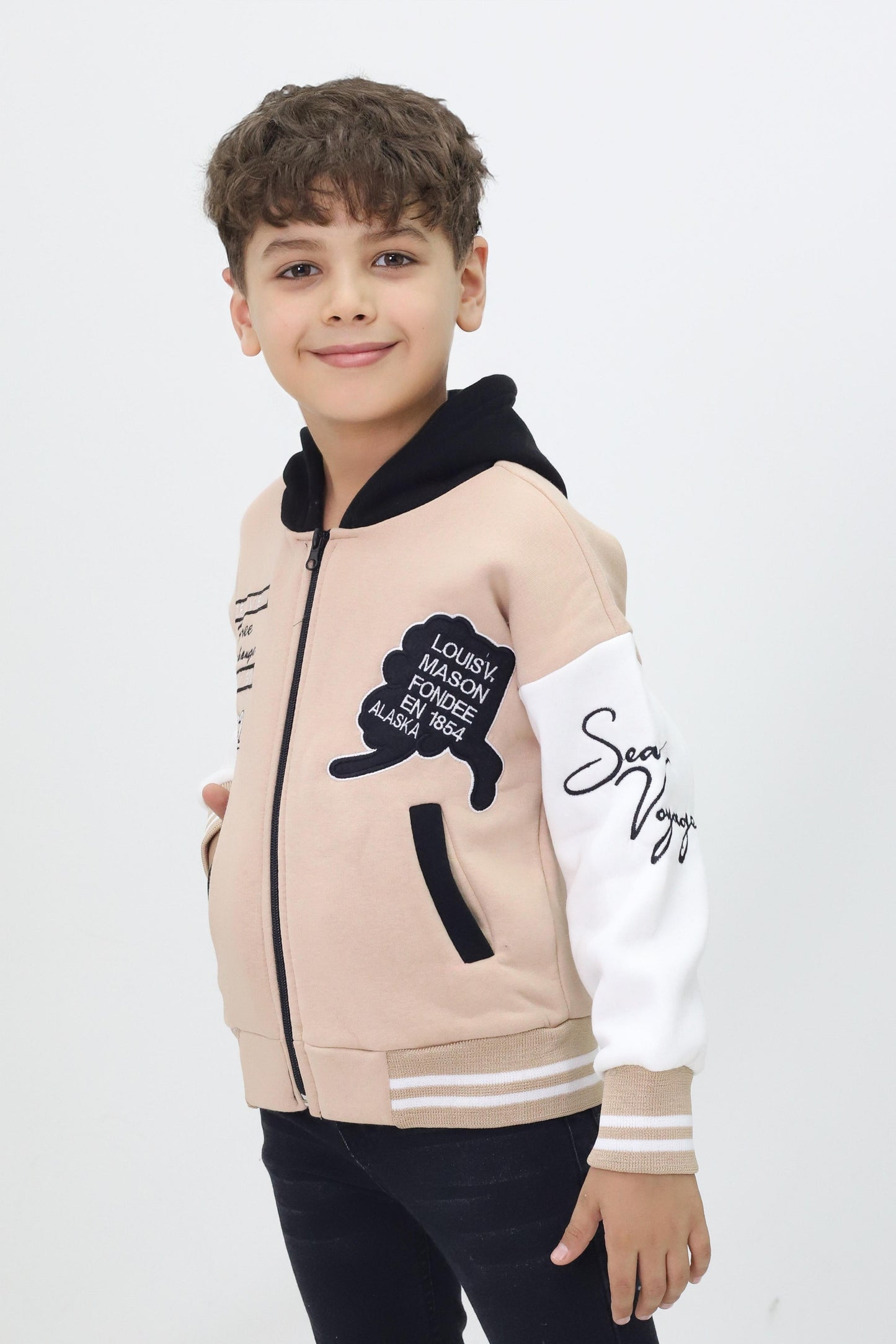 Unisex Çocuk Kapüşonlu Kolej Ceket