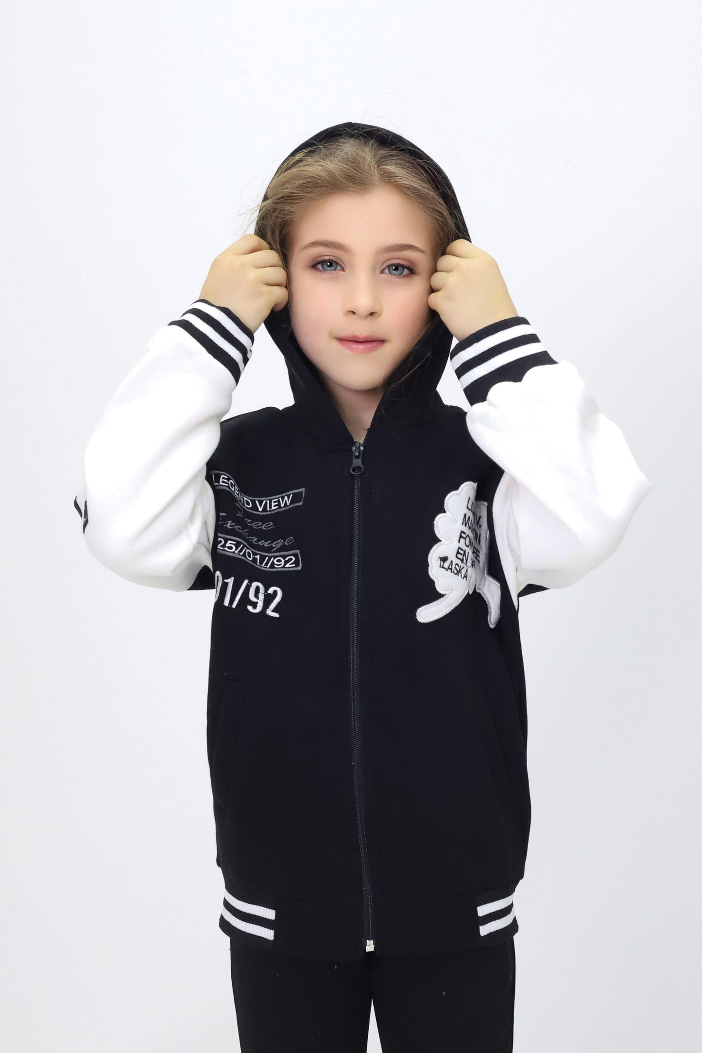 Unisex Çocuk Kapüşonlu Kolej Ceket