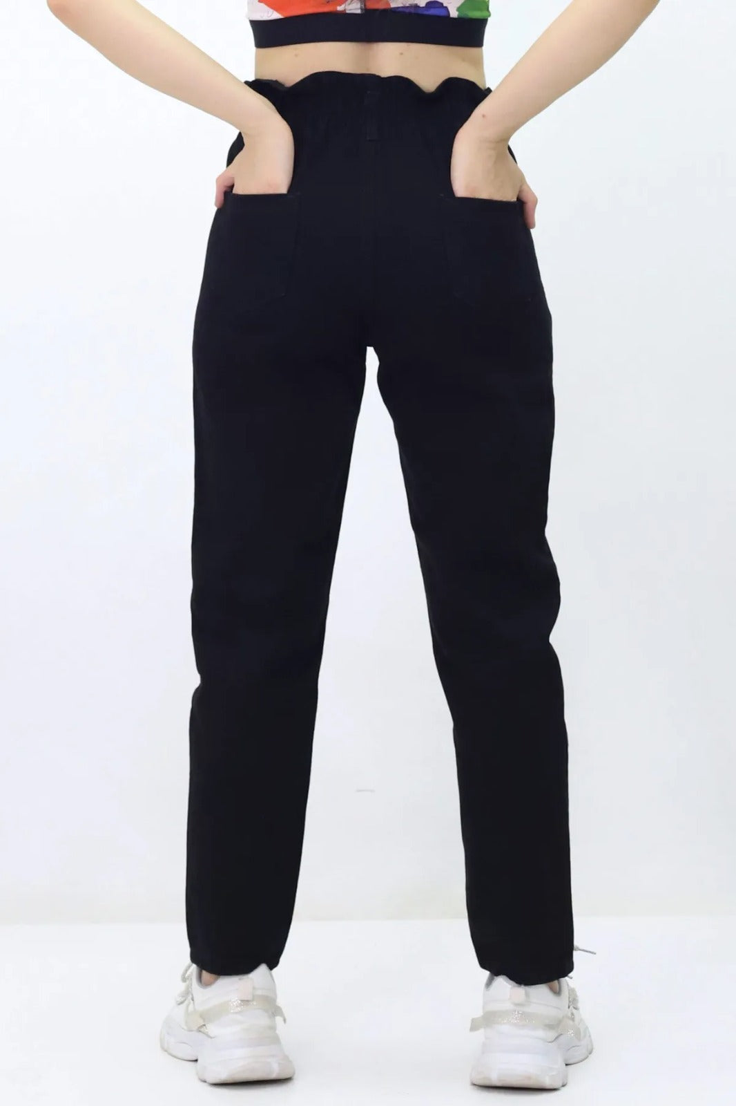 Kadın Beli Lastikli Kot Pantolon - Yüksek Bel, Jeans
