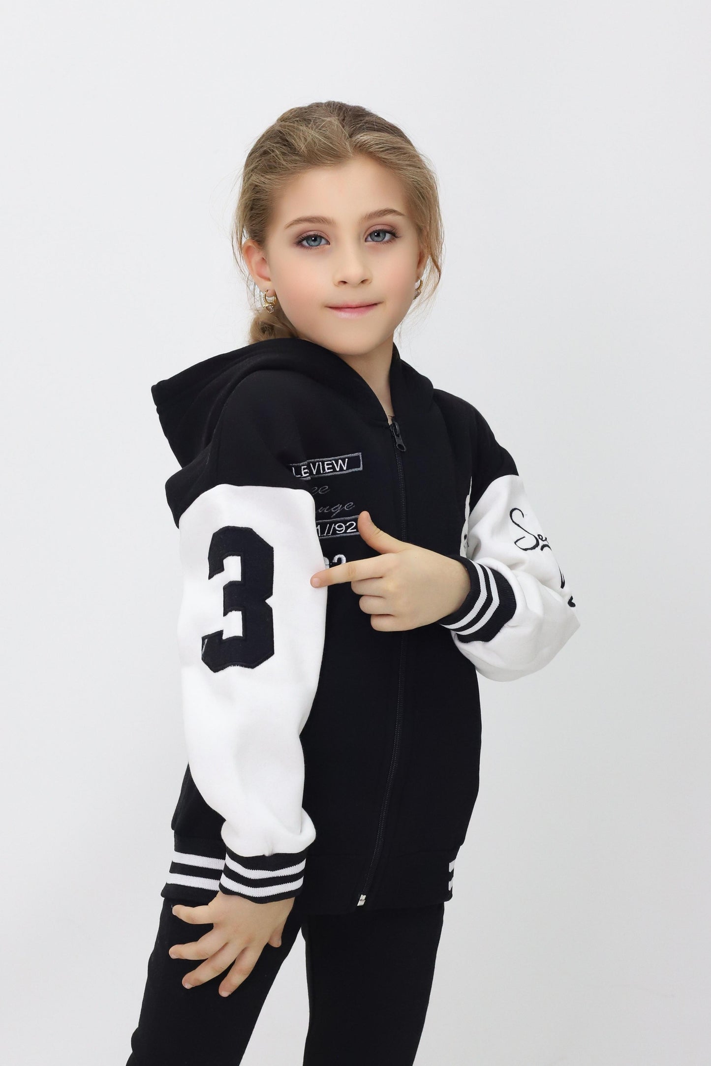 Unisex Çocuk Kapüşonlu Kolej Ceket