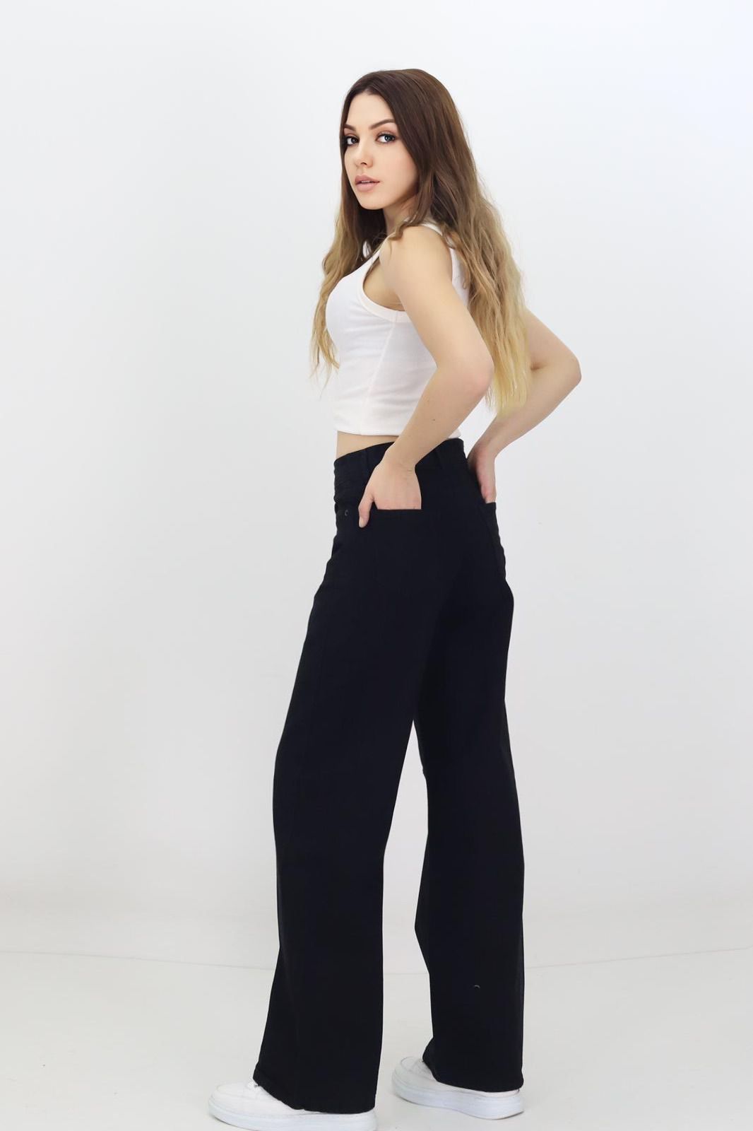 Kadın Baggy Model Kot Pantolon Siyah - The Velavois