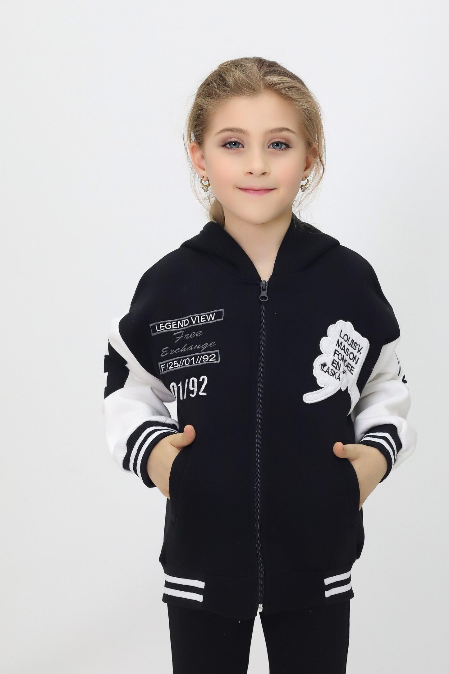 Unisex Çocuk Kapüşonlu Kolej Ceket