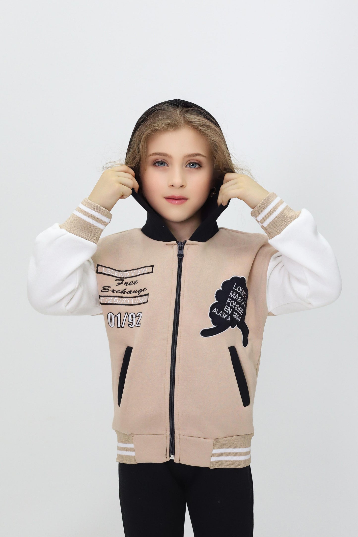 Unisex Çocuk Kapüşonlu Kolej Ceket