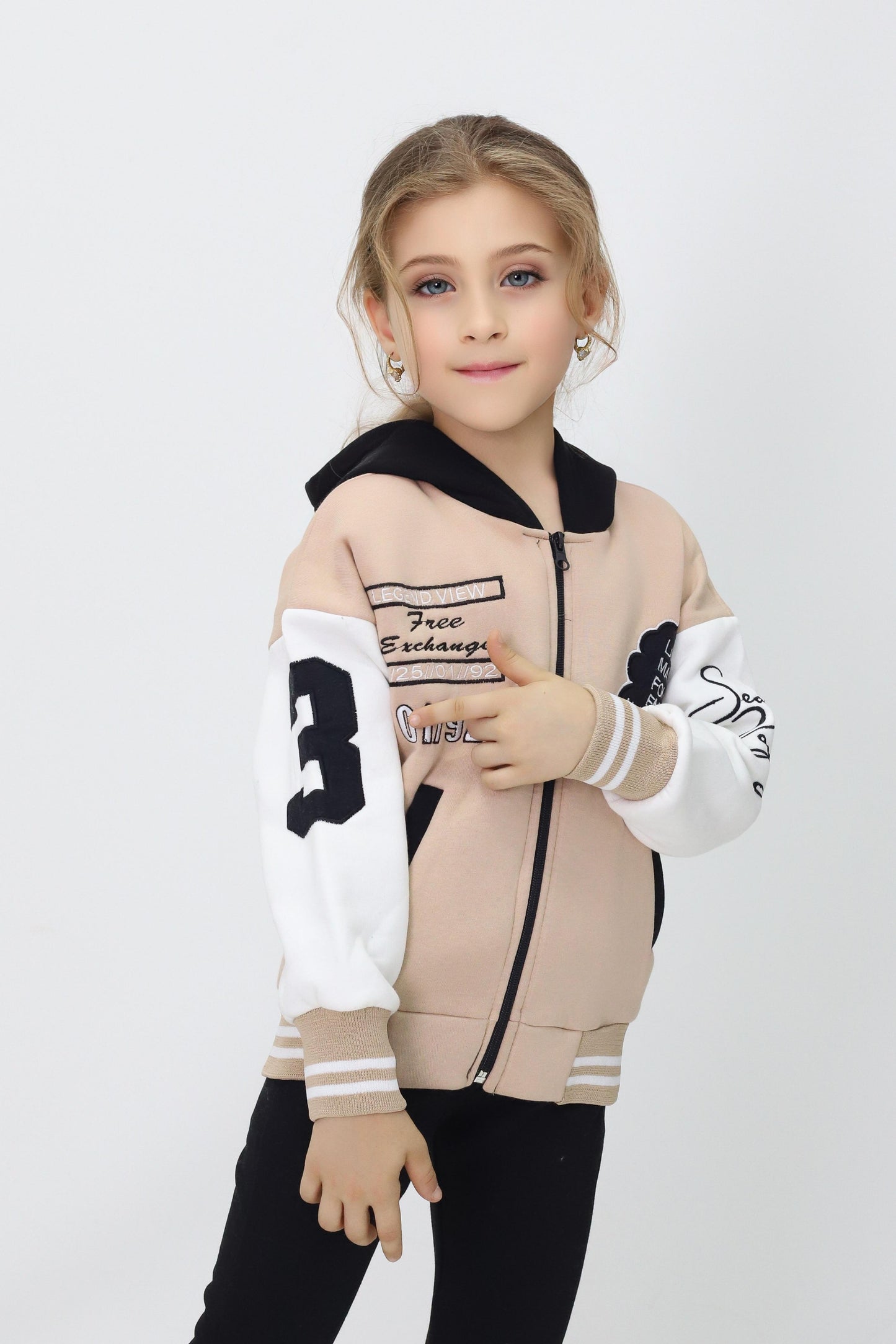Unisex Çocuk Kapüşonlu Kolej Ceket