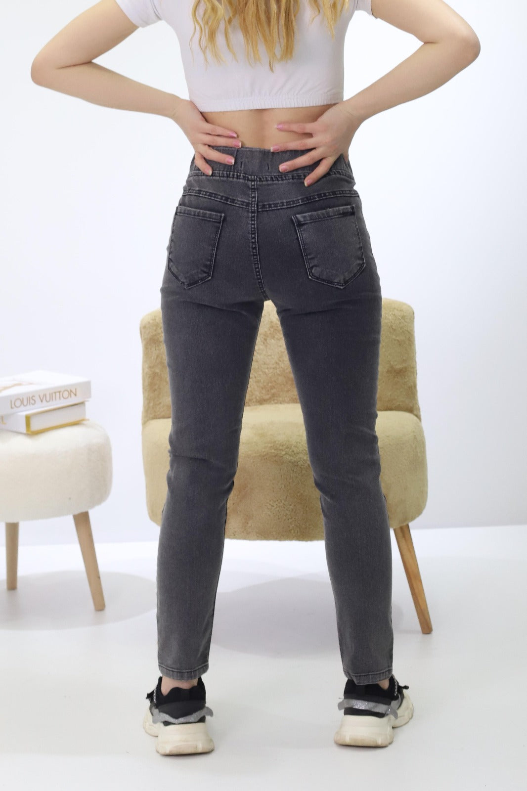 Kadın Kot Tayt Gri - The Velavois