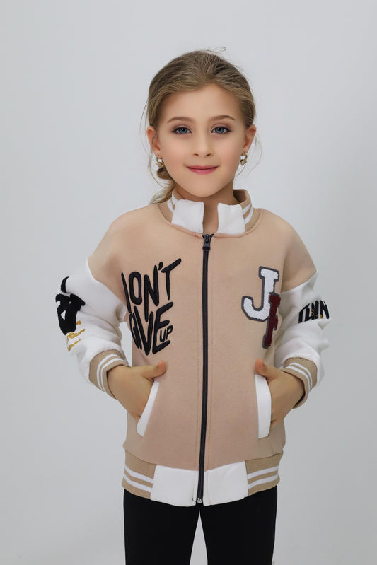 Unisex Çocuk Detaylı Kolej Ceket Bej - The Velavois