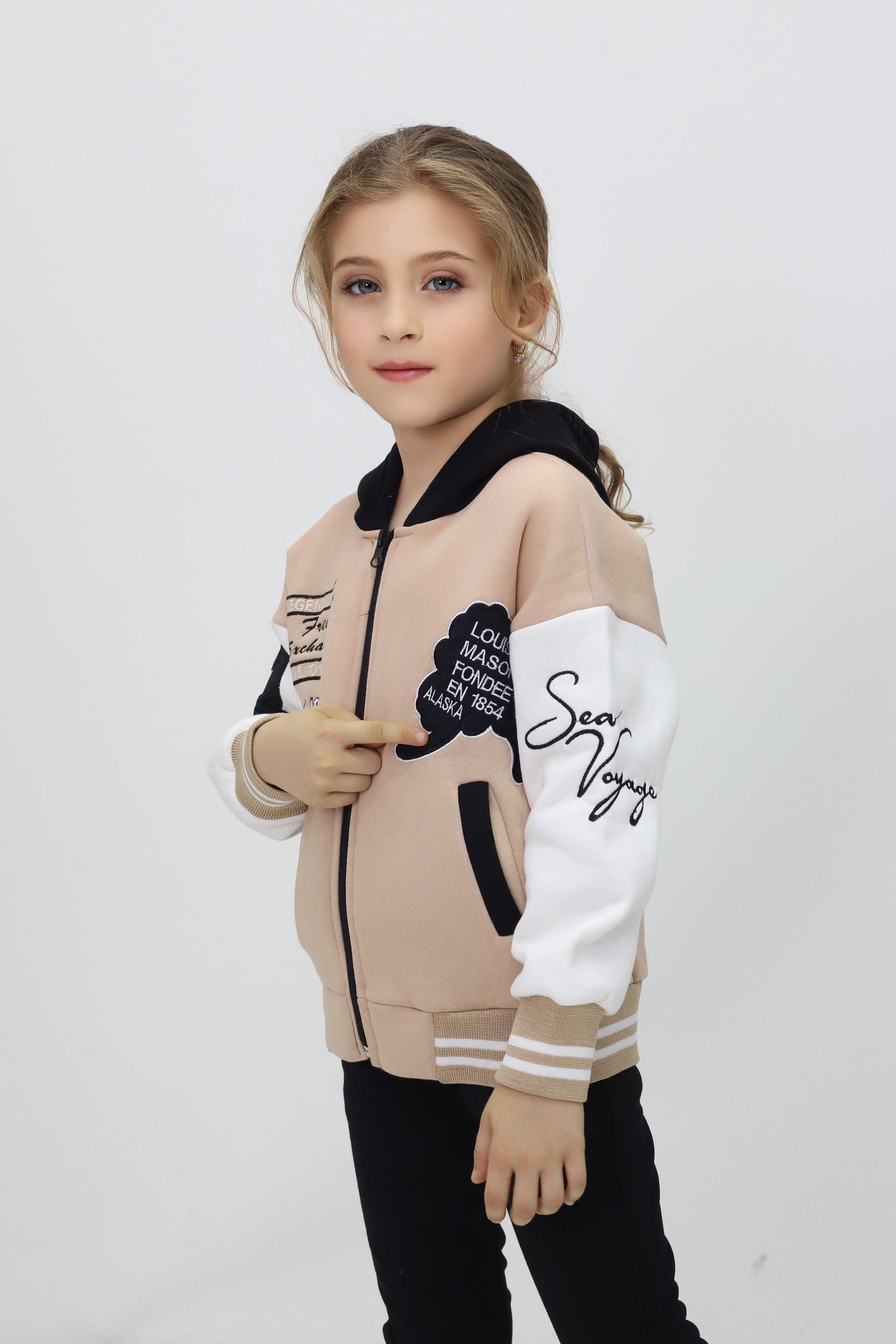 Unisex Çocuk Kapüşonlu Kolej Ceket