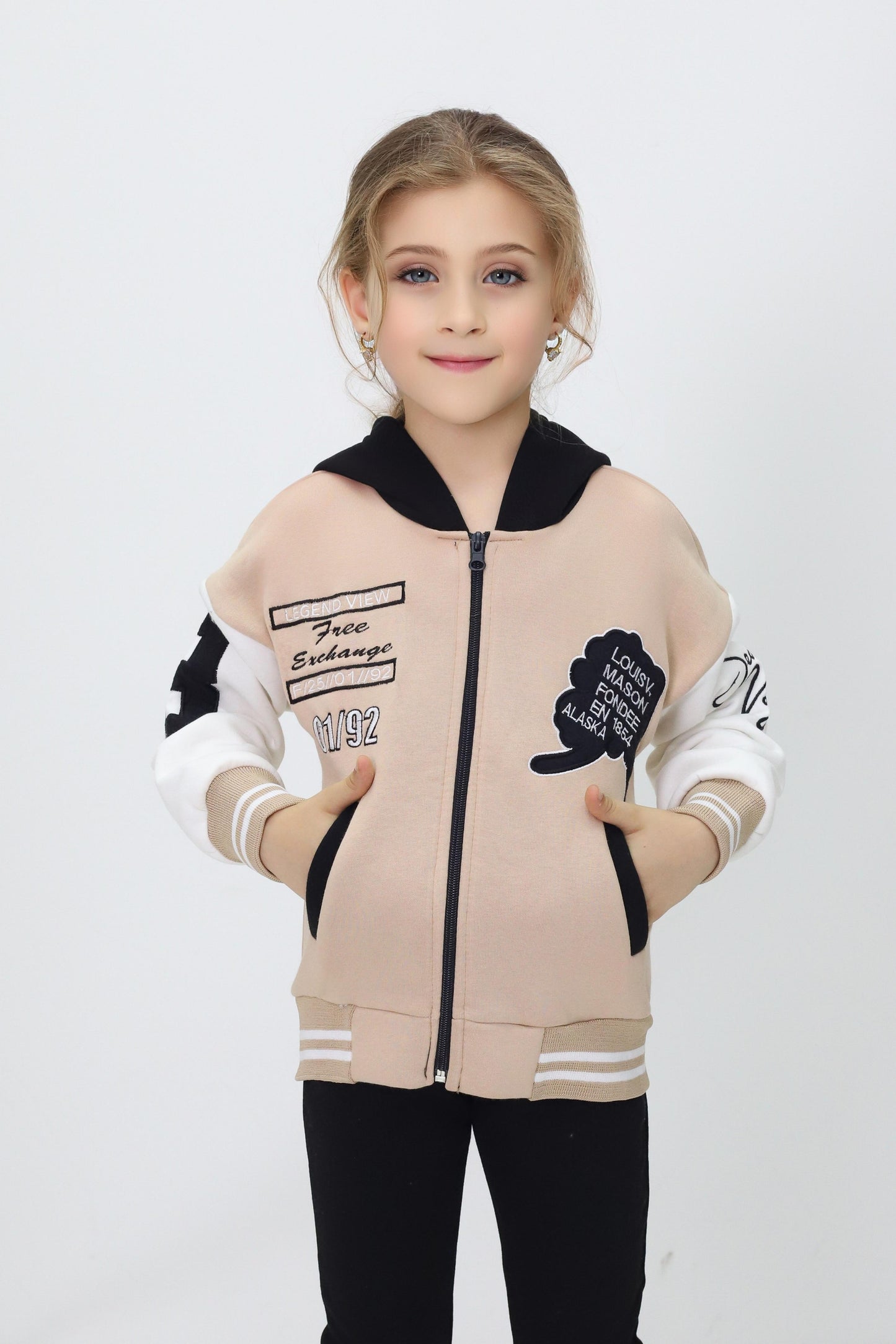 Unisex Çocuk Kapüşonlu Kolej Ceket