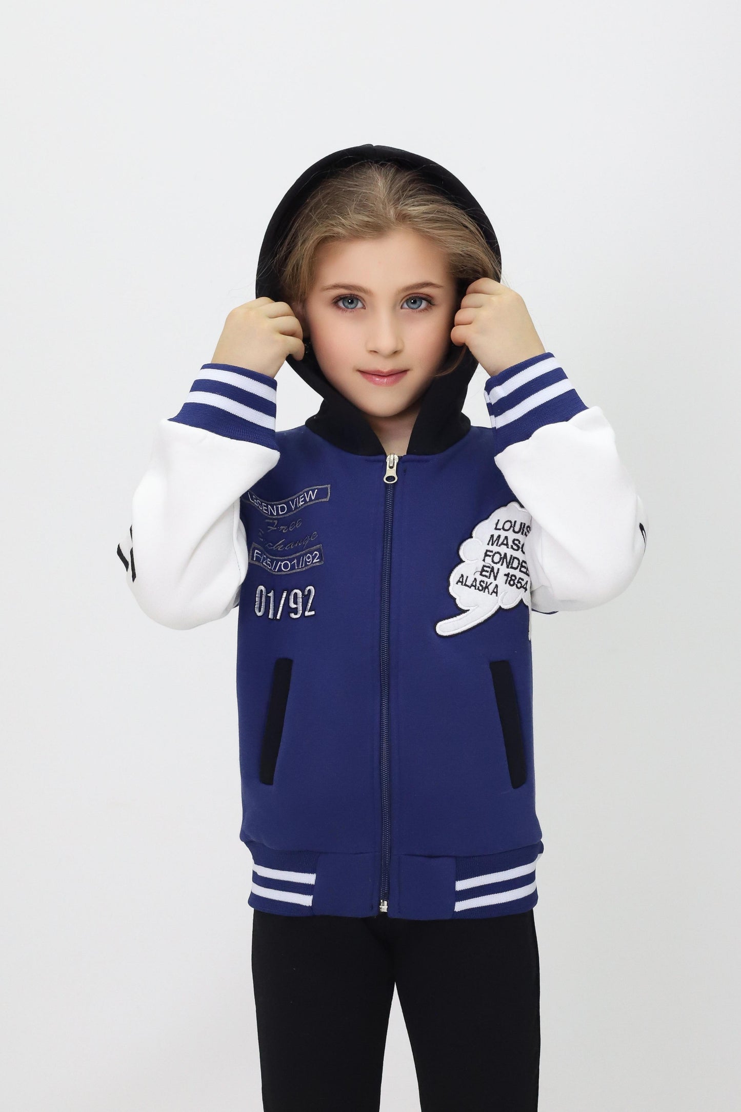 Unisex Çocuk Kapüşonlu Kolej Ceket
