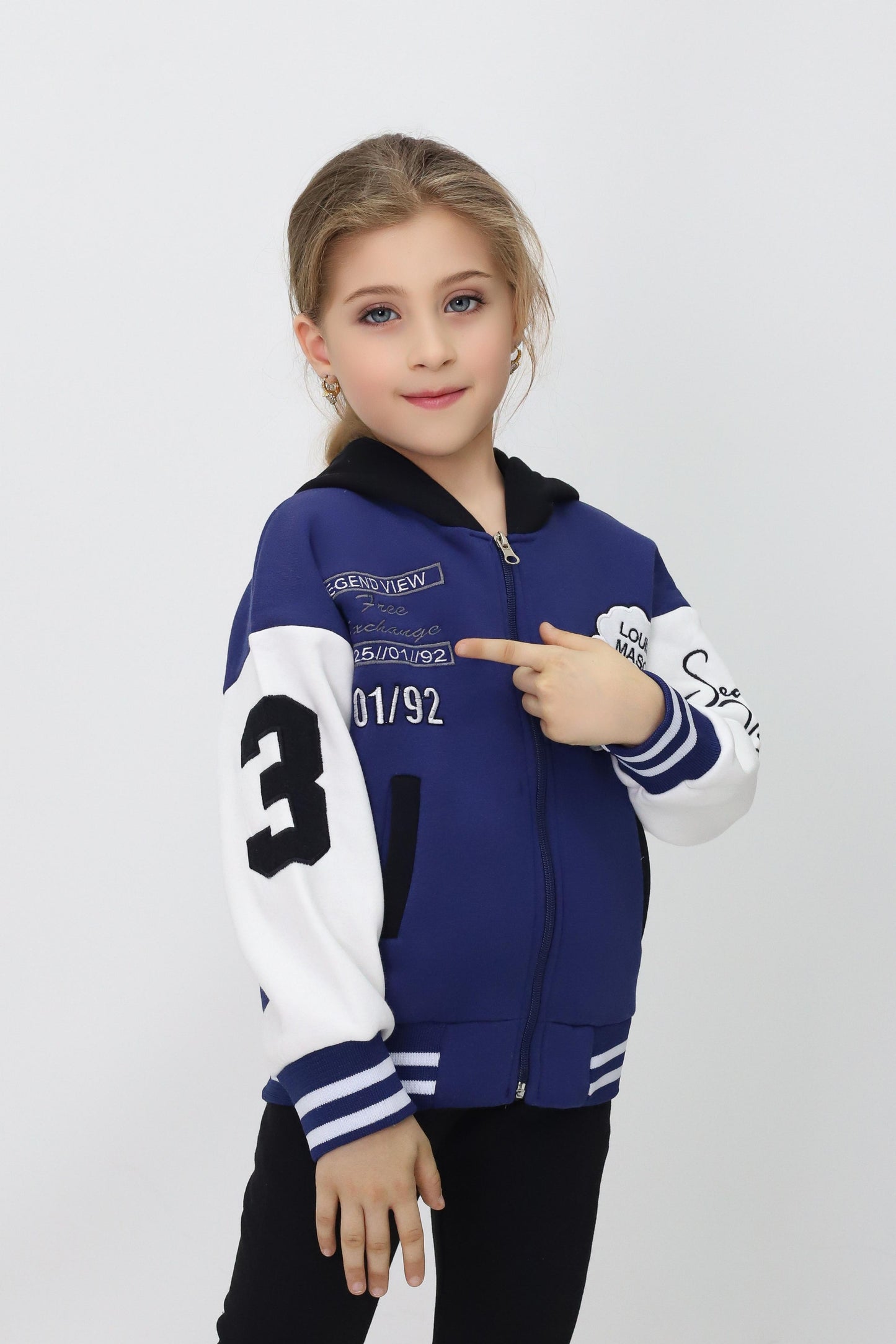 Unisex Çocuk Kapüşonlu Kolej Ceket