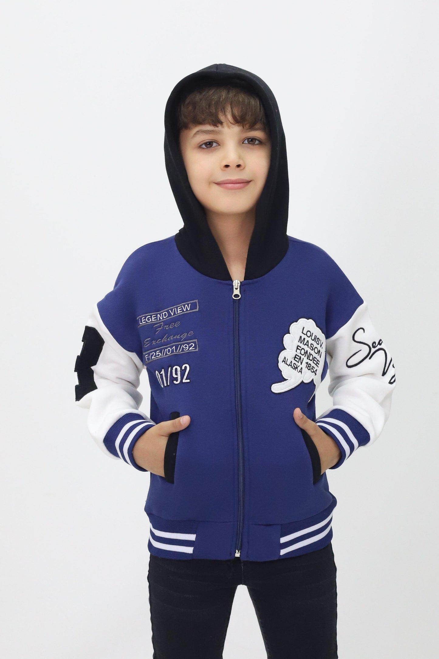 Unisex Çocuk Kapüşonlu Kolej Ceket