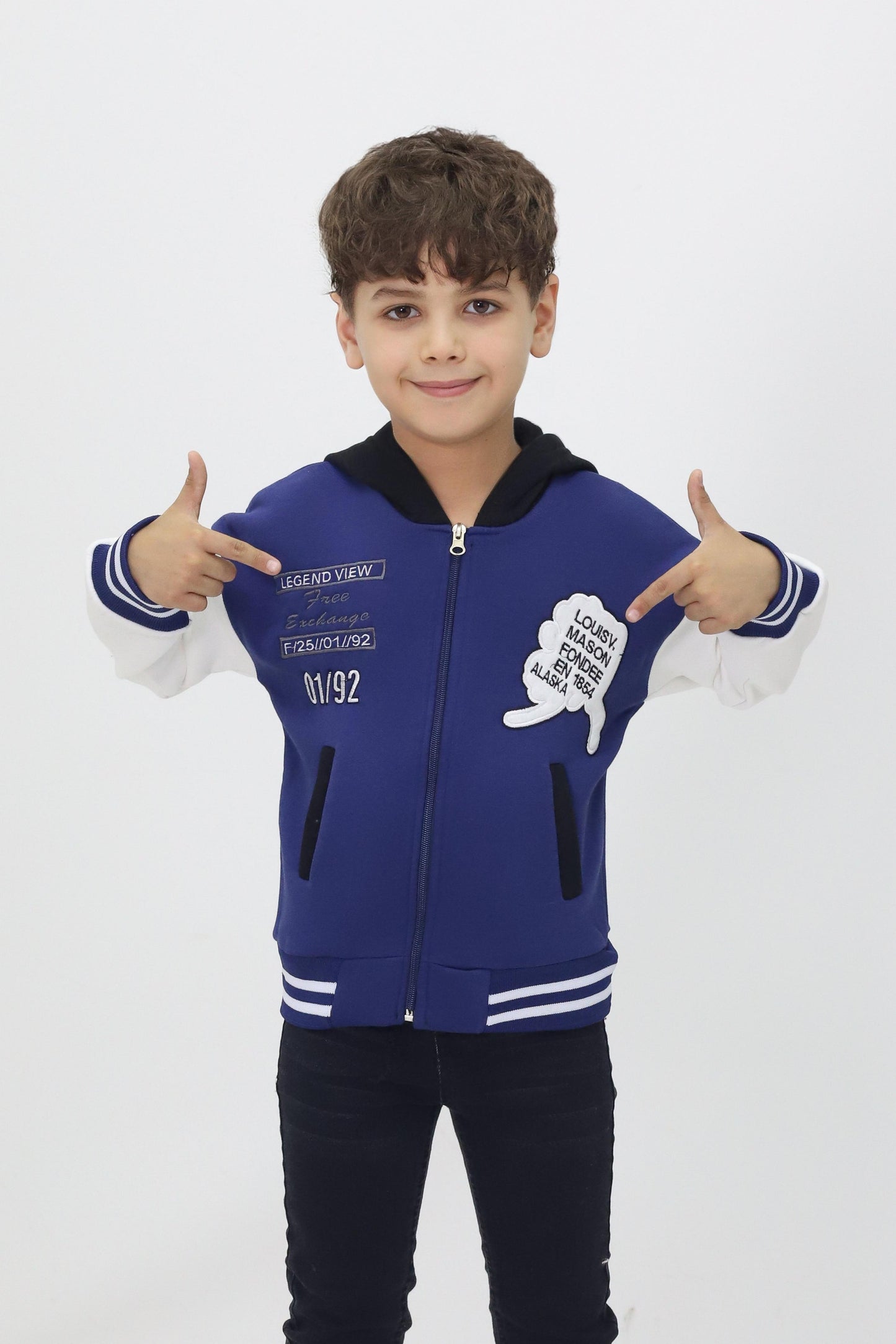 Unisex Çocuk Kapüşonlu Kolej Ceket