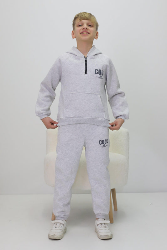 Erkek Çocuk Cool Baskılı Eşofman Takımı Beyaz - The Velavois