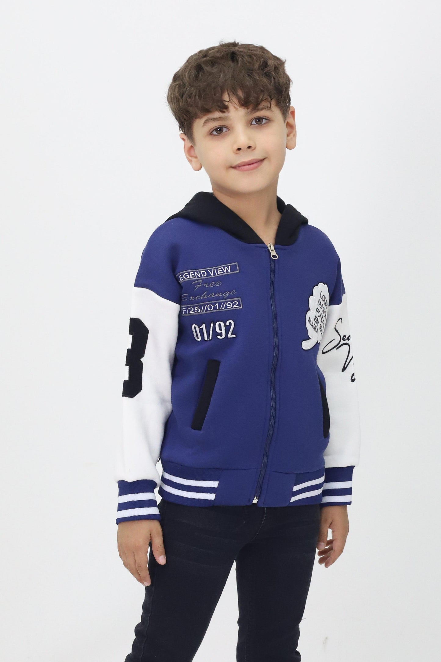 Unisex Çocuk Kapüşonlu Kolej Ceket