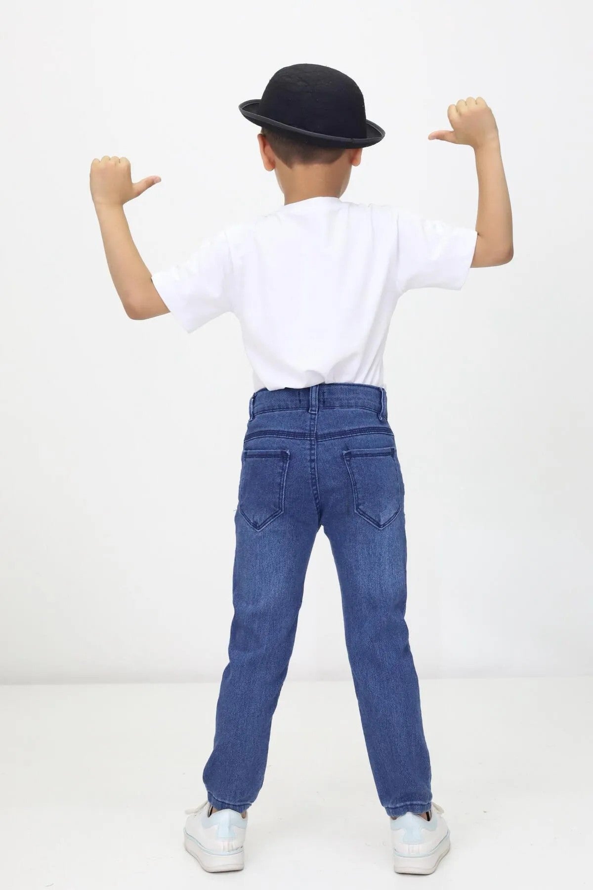 Erkek Çocuk Düz Kot Pantolon - Ayarlanabilir Bel, Dar Paça, Denim