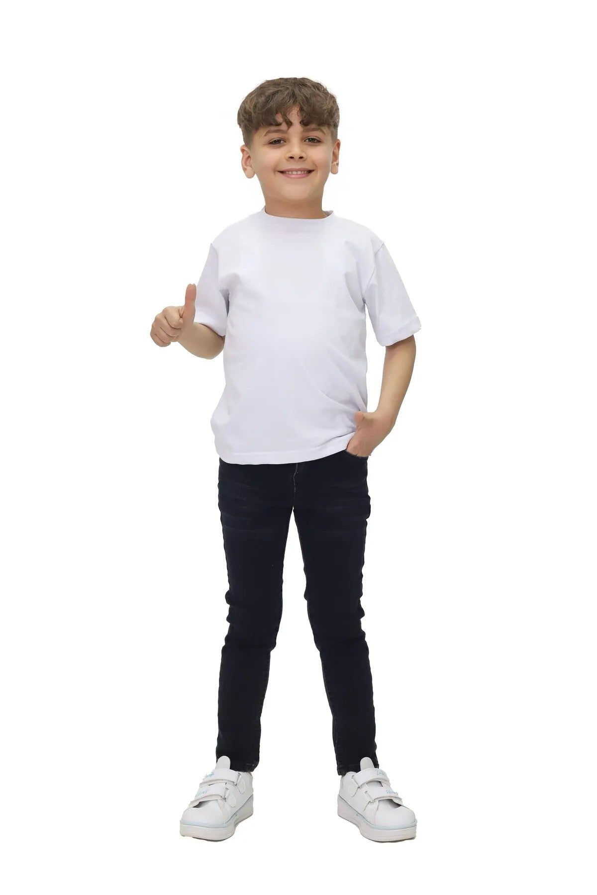 Erkek Çocuk Düz Kot Pantolon - Ayarlanabilir Bel, Dar Paça, Denim