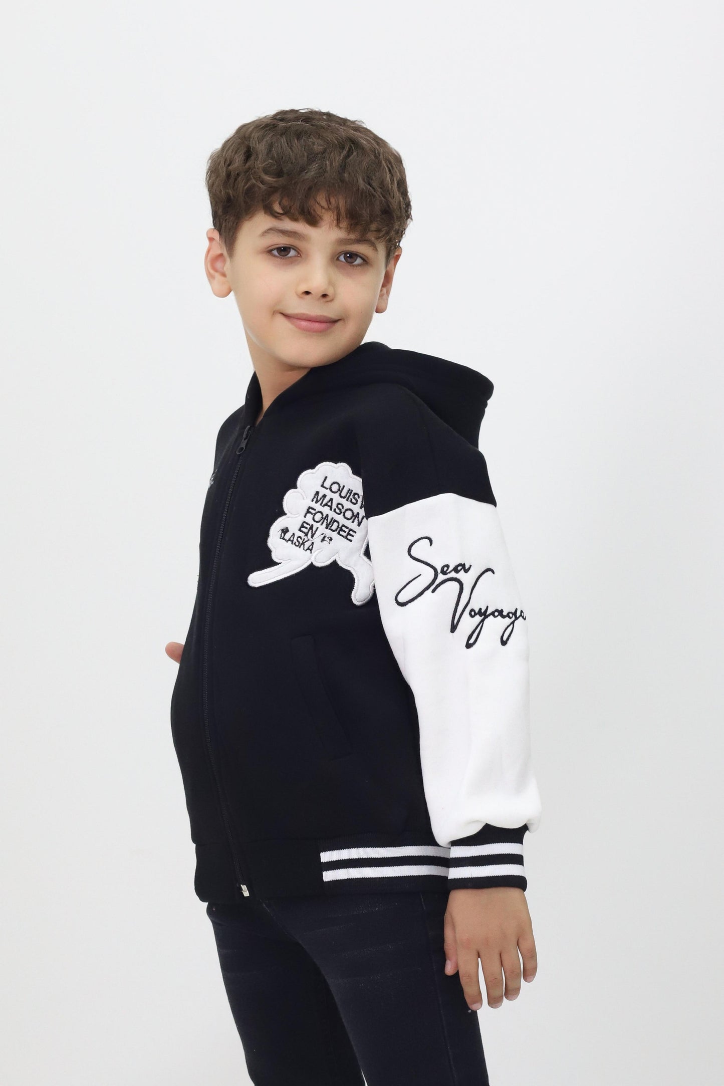 Unisex Çocuk Kapüşonlu Kolej Ceket