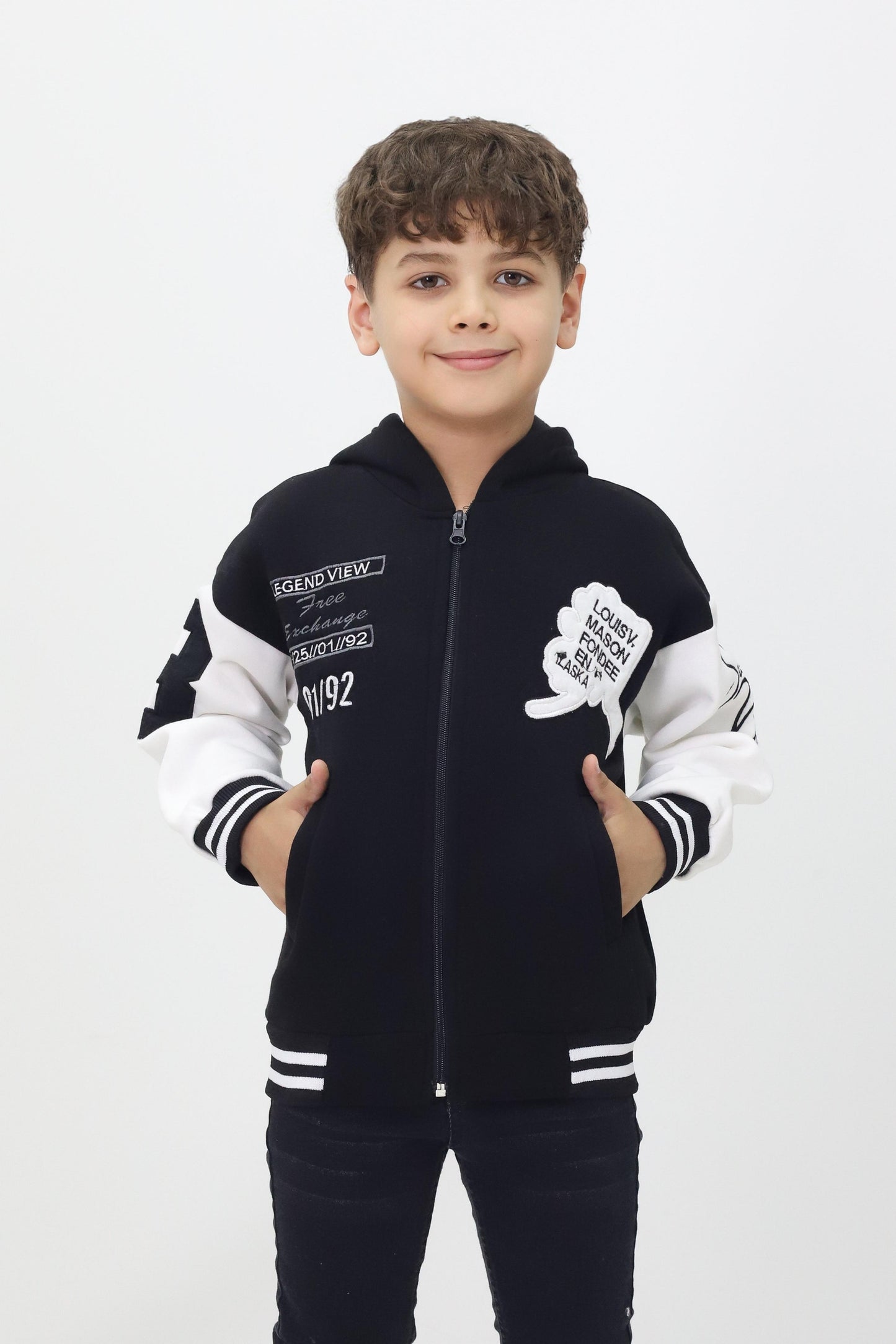 Unisex Çocuk Kapüşonlu Kolej Ceket