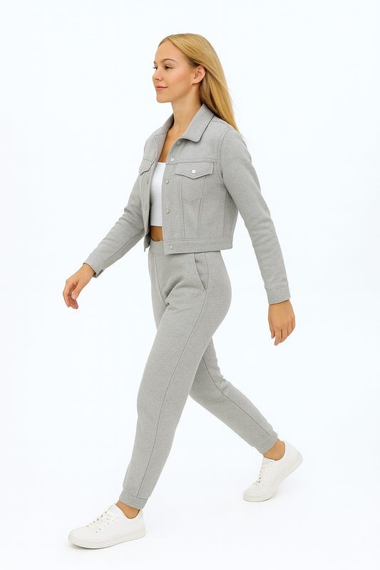 Kız Çocuk Spor Eşofman Takımı Gri - The Velavois