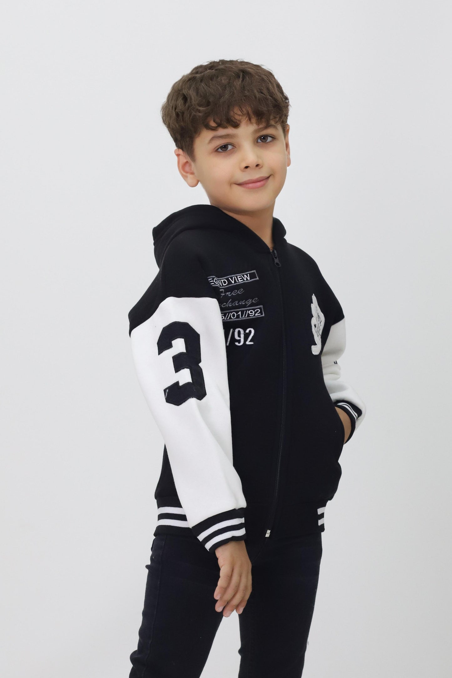 Unisex Çocuk Kapüşonlu Kolej Ceket