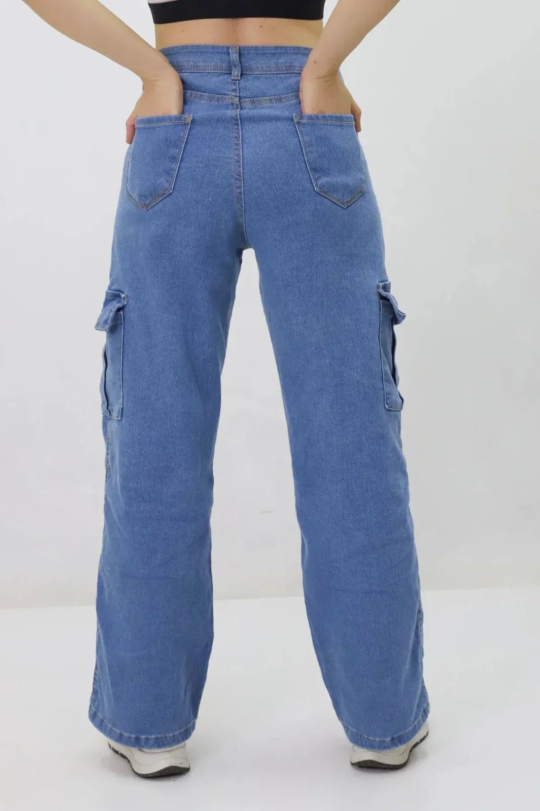 Kadın Kargo Cepli Kot Pantolon Lacivert - The Velavois