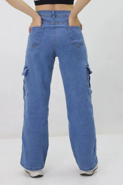 Kadın Kargo Cepli Kot Pantolon Lacivert - The Velavois