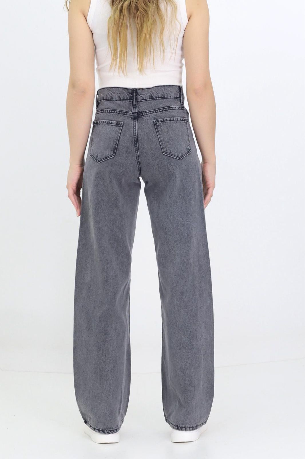 Kadın Baggy Model Kot Pantolon Gri - The Velavois