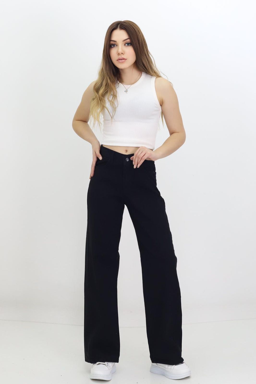 Kadın Baggy Model Kot Pantolon Siyah - The Velavois