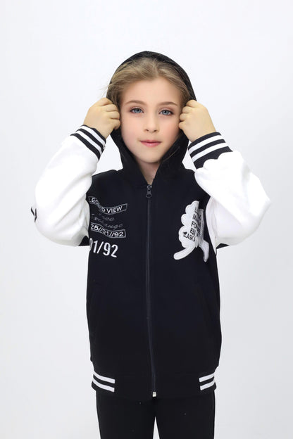 Unisex Çocuk Kapüşonlu Kolej Ceket