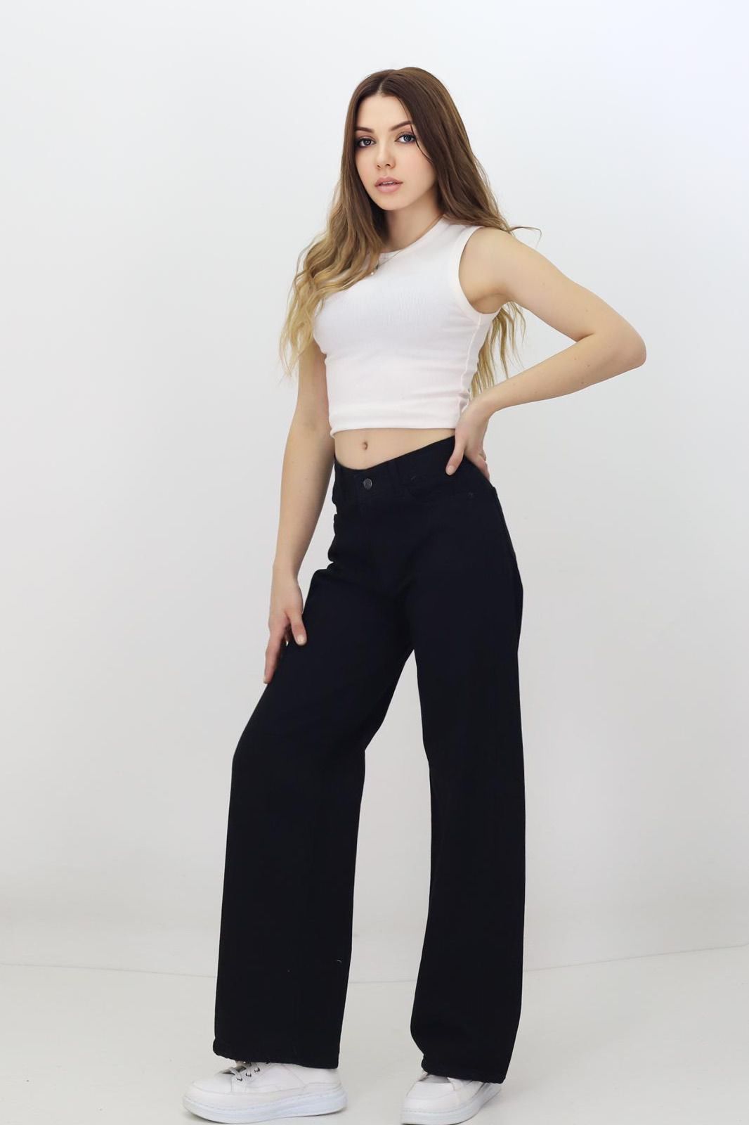 Kadın Baggy Model Kot Pantolon Siyah - The Velavois