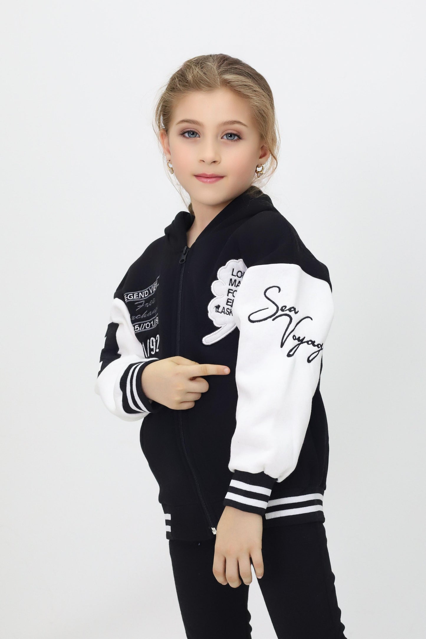 Unisex Çocuk Kapüşonlu Kolej Ceket
