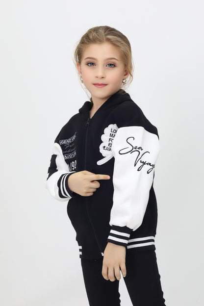 Unisex Çocuk Kapüşonlu Kolej Ceket