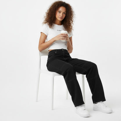 Kadın Bol Paça Baggy Kot Pantolon Siyah - The Velavois