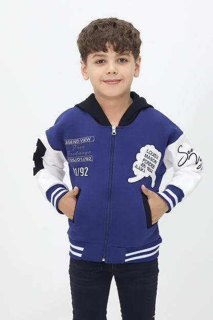 Unisex Çocuk Kapüşonlu Kolej Ceket