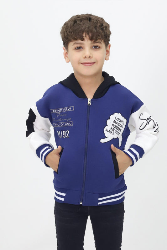 Unisex Çocuk Kapüşonlu Kolej Ceket