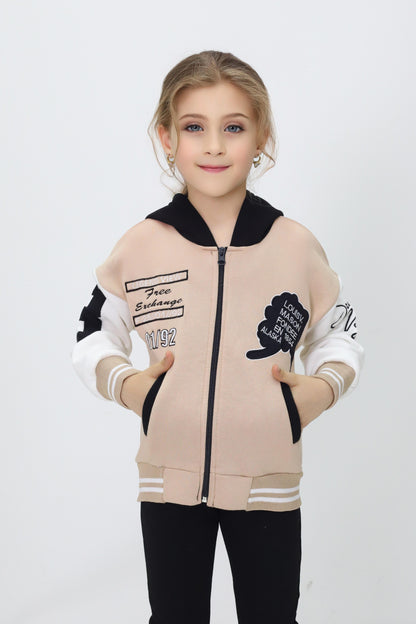 Unisex Çocuk Kapüşonlu Kolej Ceket