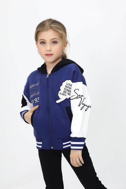 Unisex Çocuk Kapüşonlu Kolej Ceket