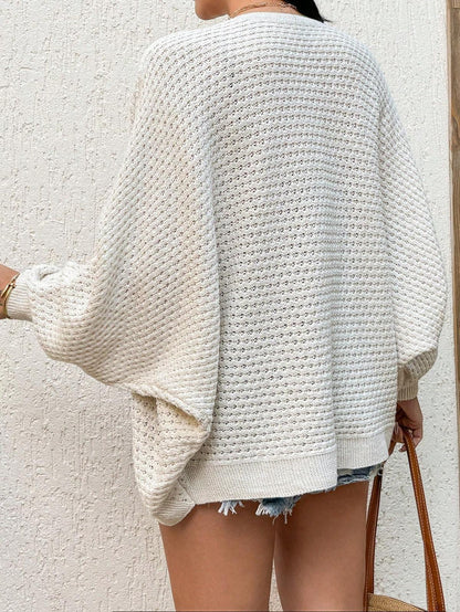 Kadın Düz Yazlık Triko Ceket Beyaz - The Velavois