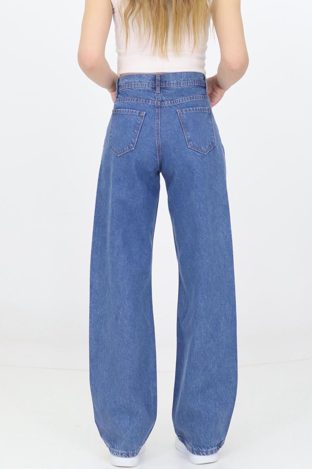 Kadın Baggy Model Kot Pantolon Mavi - The Velavois