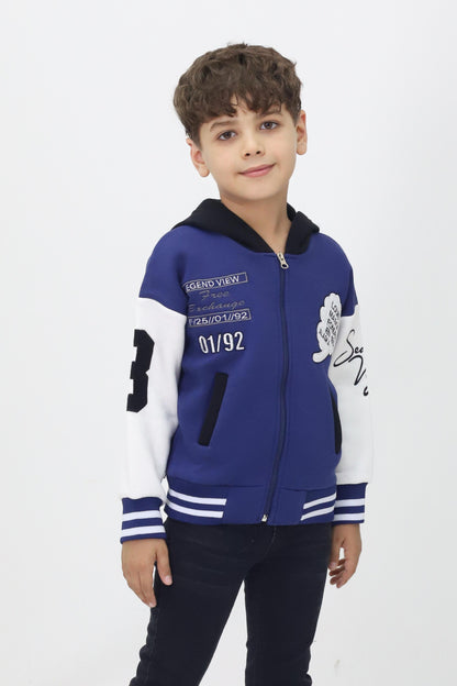 Unisex Çocuk Kapüşonlu Kolej Ceket