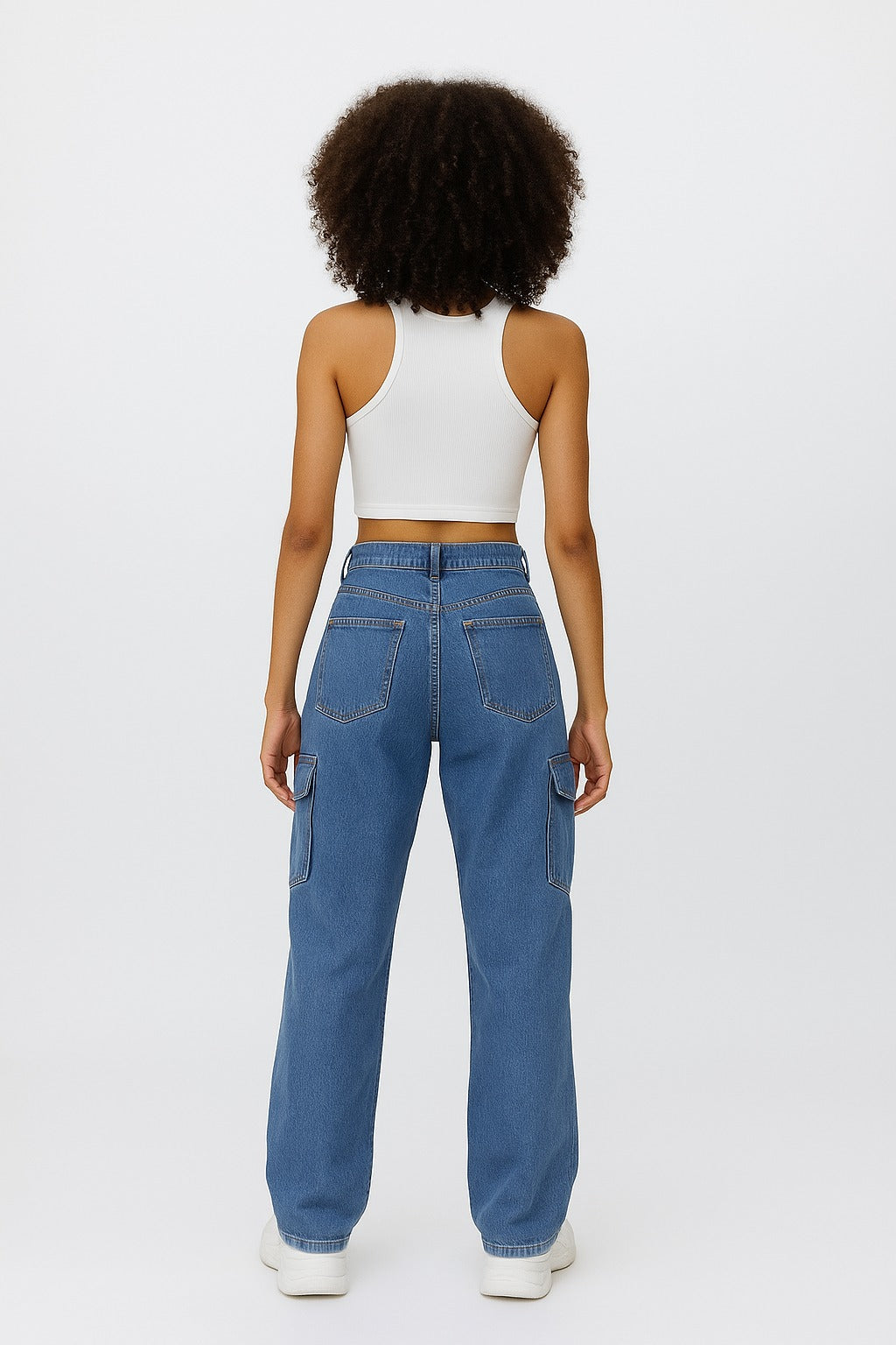 Kadın Kargo Kot Pantolon Lacivert - The Velavois