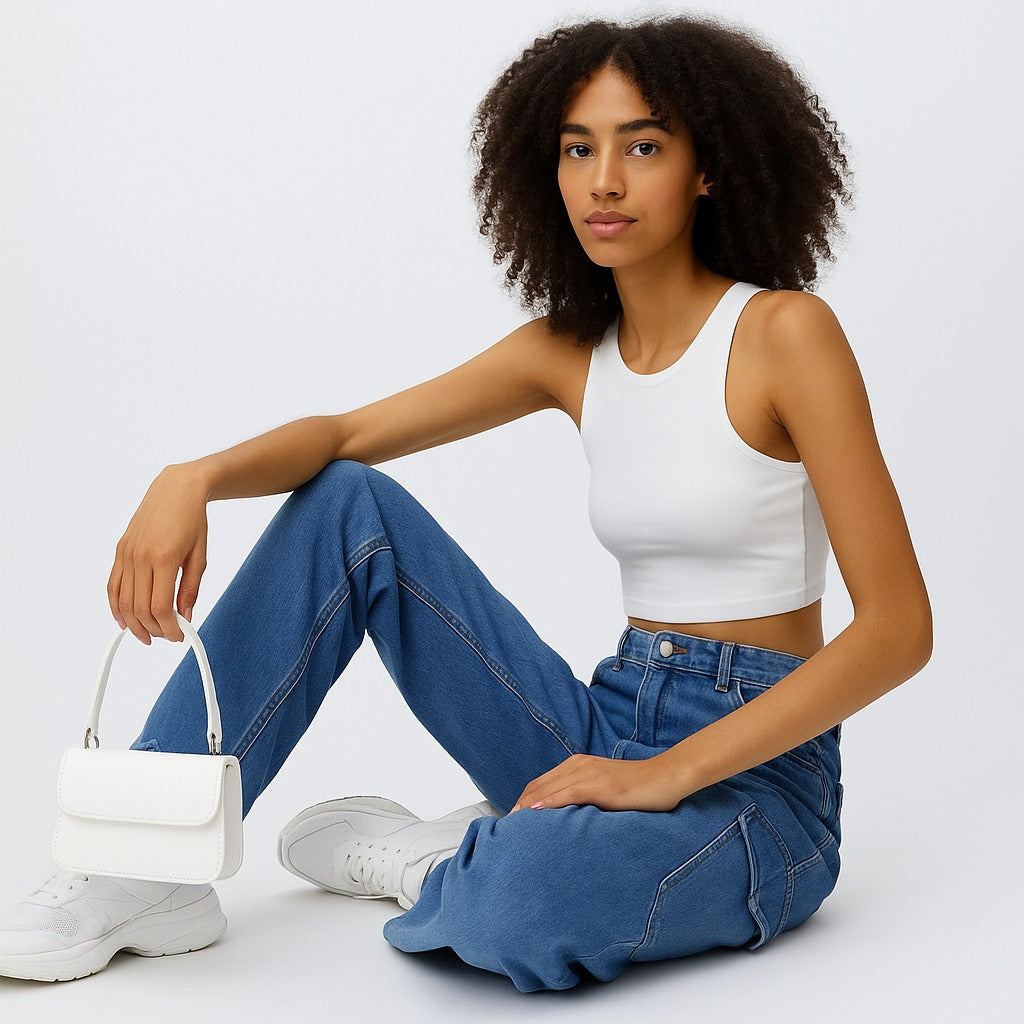 Kadın Kargo Kot Pantolon Lacivert - The Velavois