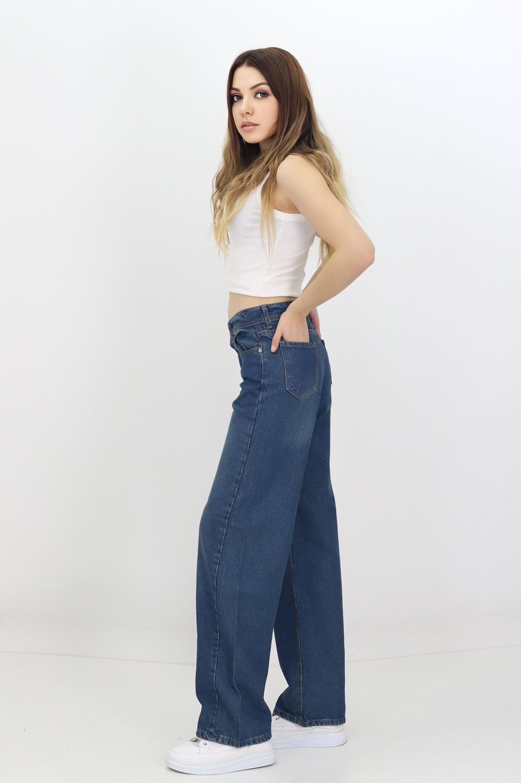 Kadın Baggy Model Kot Pantolon Lacivert - The Velavois