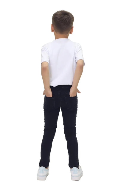 Erkek Çocuk Düz Kot Pantolon - Ayarlanabilir Bel, Dar Paça, Denim