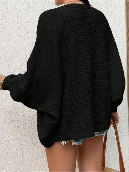 Kadın Düz Yazlık Triko Ceket Siyah - The Velavois