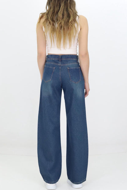 Kadın Baggy Model Kot Pantolon Lacivert - The Velavois