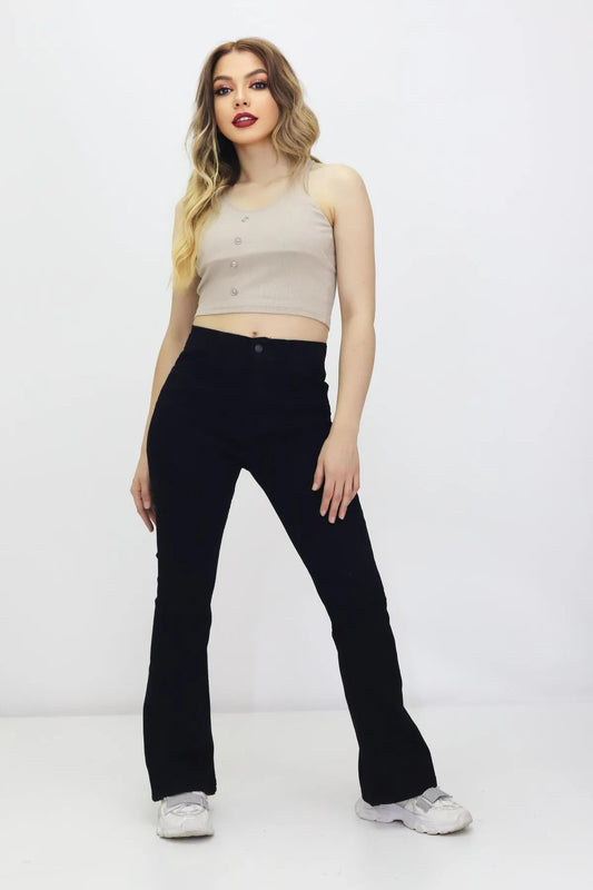 Kadın İspanyol Paça Kot Pantolon – Yüksek Bel, Bol Paça, Mom Jeans