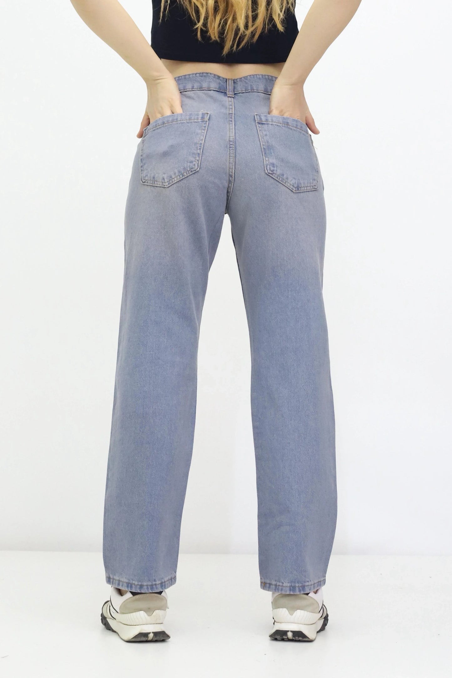 Kadın Taş Detaylı Kot Pantolon Açık Mavi - The Velavois